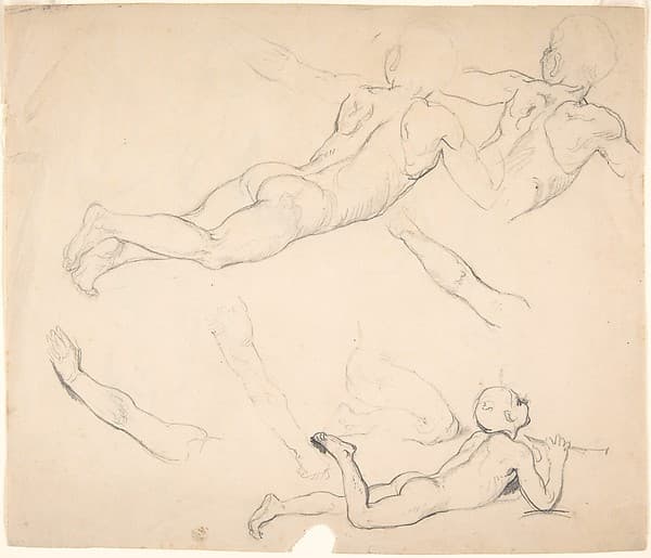 Studies of a Boy Playing the Flute; verso: Studies of Seated Man — Eduard Julius Friedrich Bendemann
