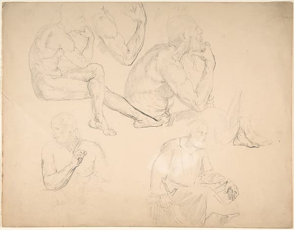 Studies of a Seated Bearded Man — Eduard Julius Friedrich Bendemann