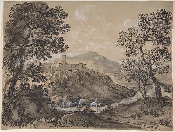 Hilly Landscape with Travellers — Johann Georg von Dillis