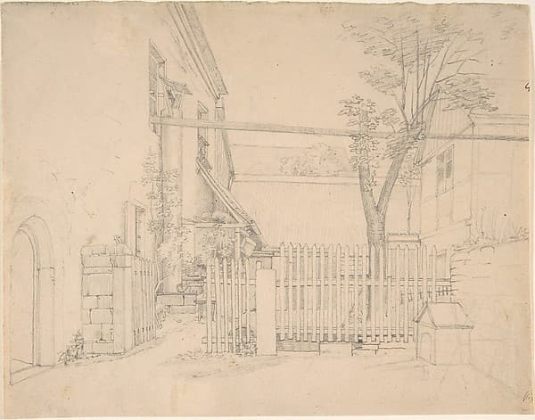 View of a Courtyard in Loschwitz (?) — August Heinrich