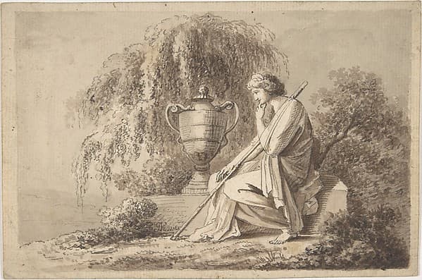 Female Figure Seated Beside an Urn — Angelica Kauffmann