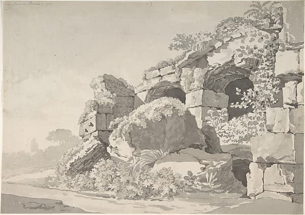 Partial View of the Colosseum (recto); Sketch of the Temple of Minerva Medicea (verso) — Johann Christian Klengel