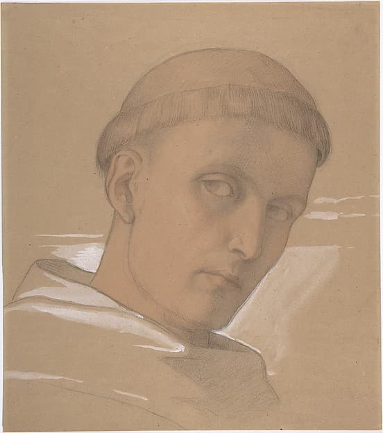 Study of the Head of St. Augustine, for the painting of the Madonna and Child with Saint Augustine and Bonifacius (1846) — Eduard Jakob von Steinle