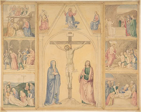 Christ on the Cross with Six Scenes from the Life of Christ — Eduard Jakob von Steinle