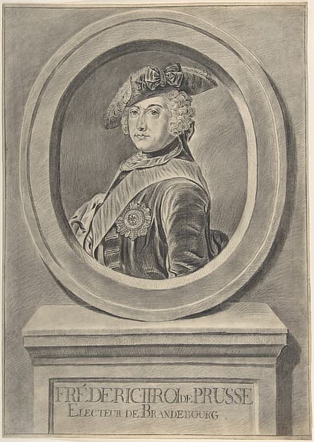 Portrait of Frederick II of Prussia, after Antoine Pesne — Johann Georg Wille