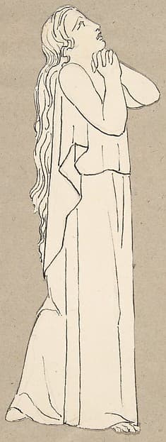 Female classical figure (design for large fireplace white tiles produced in Wedgwood's factory) — John Flaxman