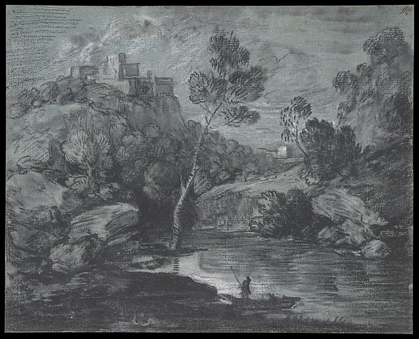 Mountain Landscape with a Castle and a Boatman — Thomas Gainsborough