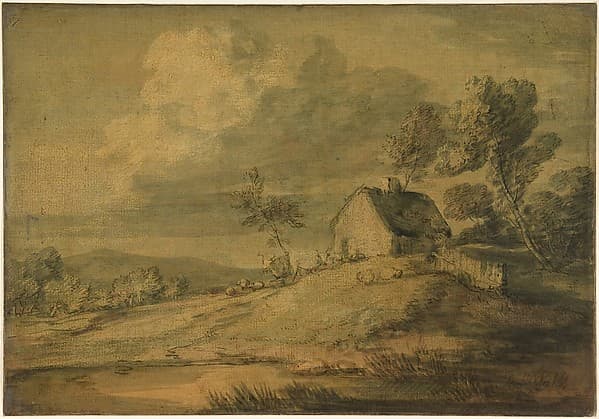 Wooded Landscape with Cottage, Cows and Sheep — Thomas Gainsborough