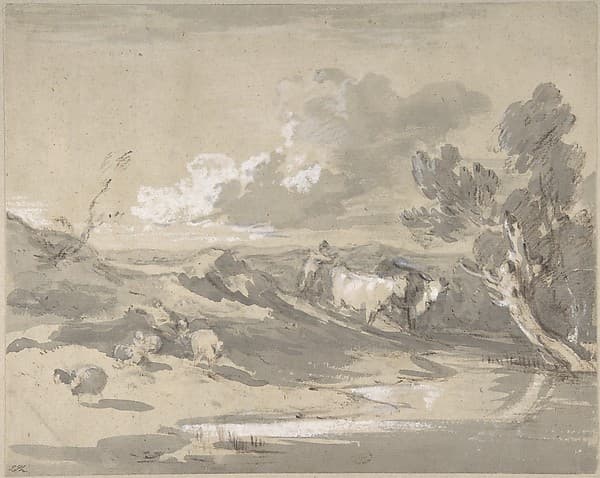 Open Landscape with Herdsman, Cows, and Sheep — Thomas Gainsborough