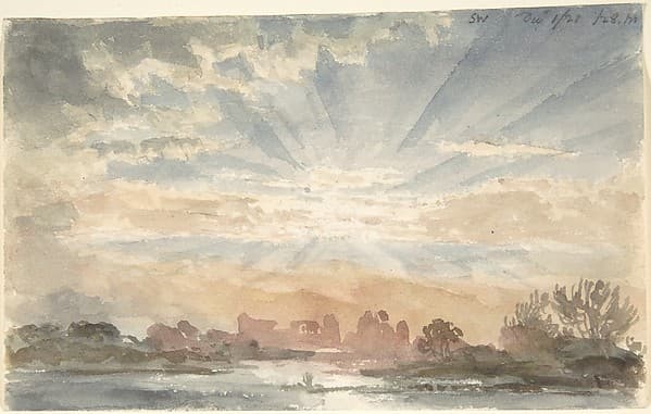 Landscape with rising sun, December 1, 1828, 8:30 a.m. — Joseph Michael Gandy
