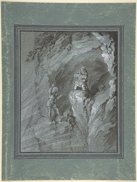 Soldiers in a Cave Receiving Blessings from Heaven — Franz von Hauslab the Younger