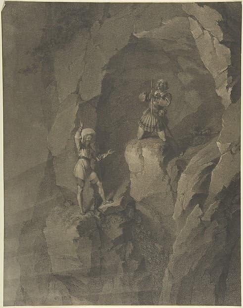 Soldiers in a Cave Receiving Blessings from Heaven — Franz von Hauslab the Younger