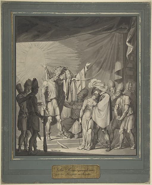 Sun King Anointing a Bound Couple, from August von Kotzebue's Die Sonnenjungfrau — Franz von Hauslab the Younger