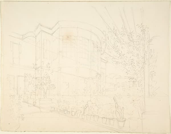 Sketch of Building and Garden — Franz von Hauslab the Younger