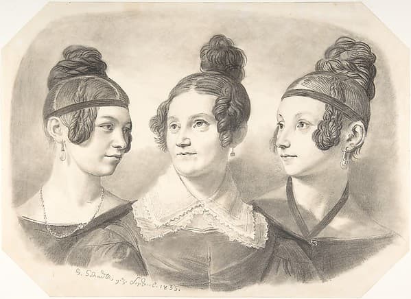 Portrait of Frau von Oppen and Her Two Daughters — Johann Gottfried Schadow