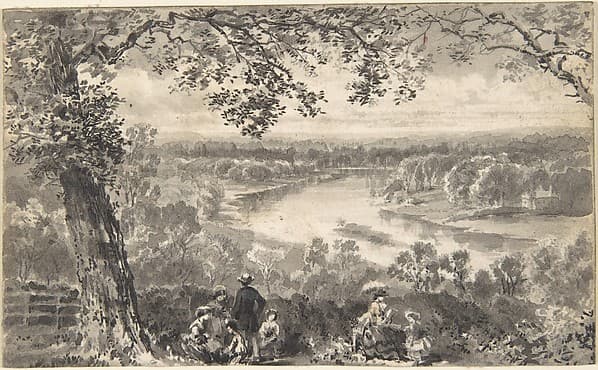 View of the Thames with Figures in Foreground — David Octavius Hill