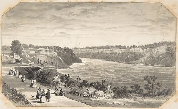 View of a river with a promenade — David Octavius Hill