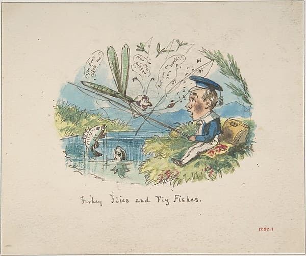 Fishey Flies and Fly Fishes (recto); Typeface Designs (verso) — John Leech
