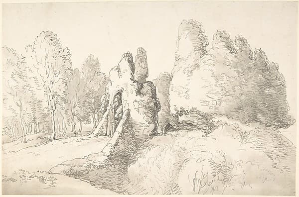 Wooded Landscape with Ruins — Thomas Rowlandson