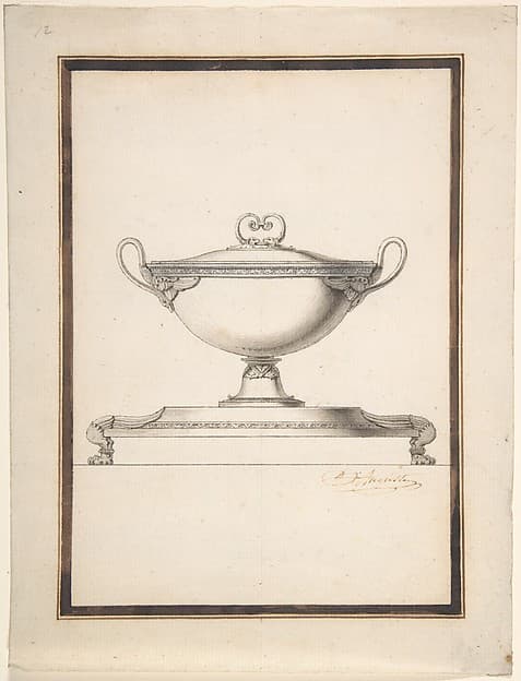 Design for a Covered Tureen on a Footed Stand — Henri Auguste