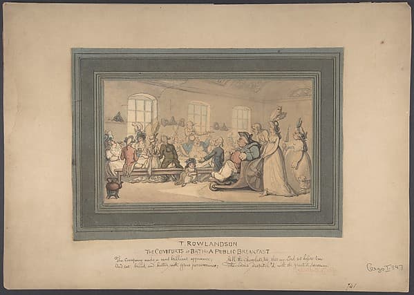 The Comforts of Bath: A Public Breakfast — Thomas Rowlandson