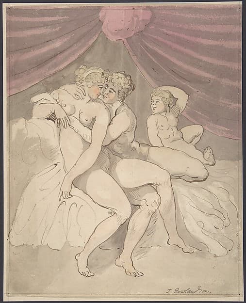 Nude Couple Embracing — Thomas Rowlandson