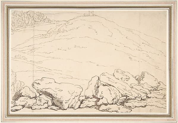 Hilly landscape with rocks — Thomas Rowlandson