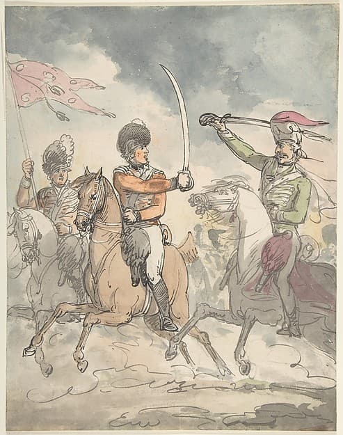 Unused study for a plate to "Hungarian and Highland Broadsword Exercise"  Feb. 12, 1799 — Thomas Rowlandson
