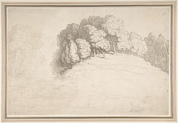 Wooded hillside with deer — Thomas Rowlandson
