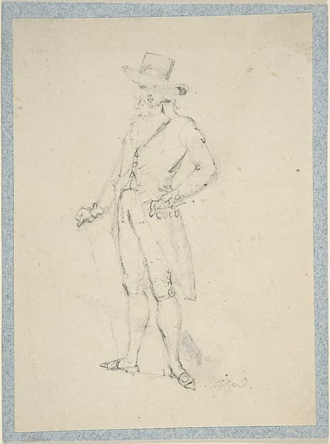 Man in broad brimmed hat (sketchbook page) — Thomas Stothard