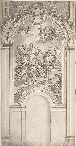 Design for a Baptism of Christ in an Architectural Setting — Sir James Thornhill