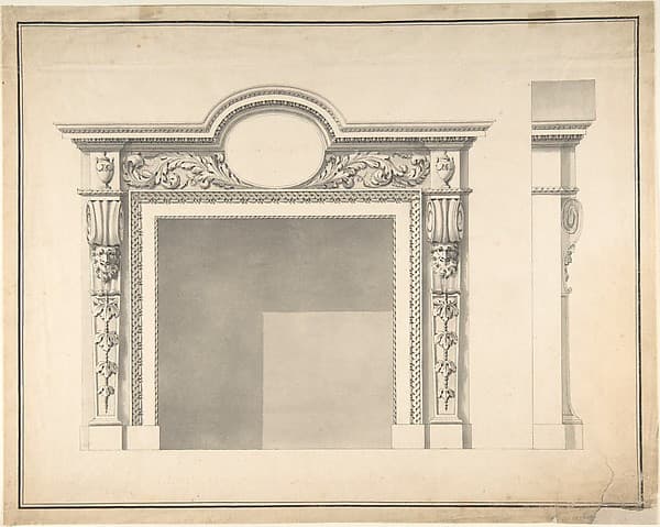 Design for a Fireplace with Frontal and Profile Views — James Stuart