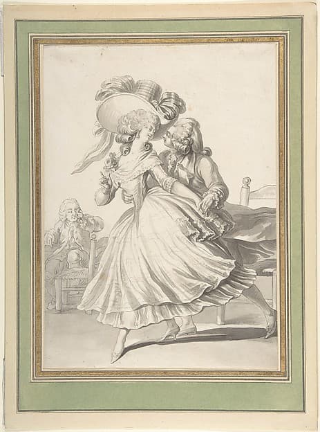 Costume Drawing: Lady and Gentleman Dancing — Louis Binet