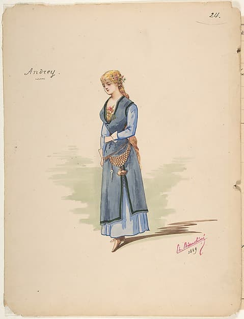 Costume Design for "Andrey" [a]; Descriptive sheet of Accessories [b] — Charles Bianchini