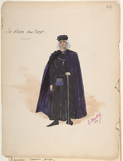 Costume for Sir Olivier McText [a]; Descriptive Sheet of Accessories [b] — Charles Bianchini