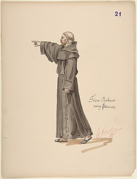 Brother Richard, a Franciscan Monk; costume design for Jeanne d'Arc by the Paris Opera Company, 1897 — Charles Bianchini