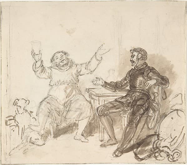 Book illustration: Knight and Monk — John William Wright