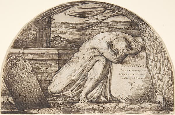 A figure weeping over a grave — George Richmond