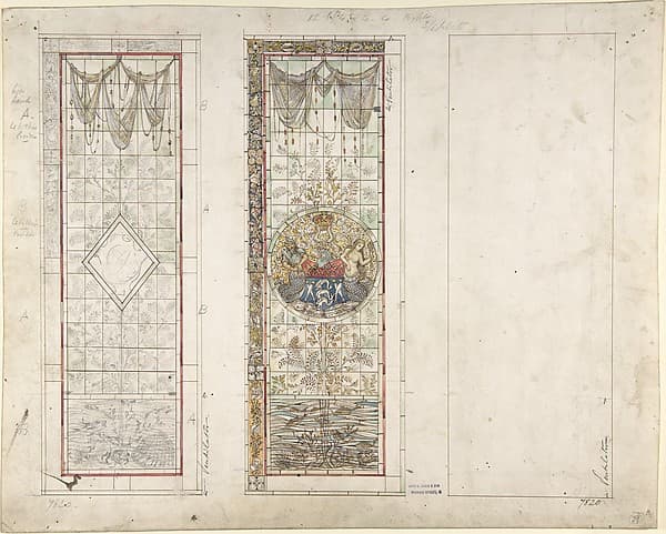Window with marine motifs, design for Fishmongers’ Hall, London — John Dibblee Crace