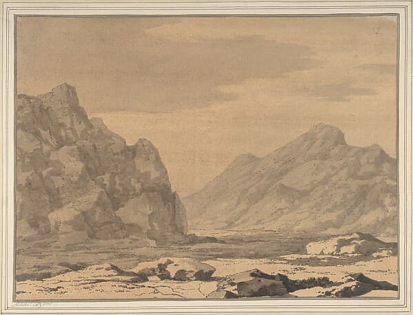 Landscape with Riverbed and Mountains — Alexander Cozens