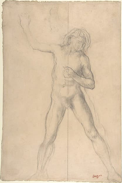 Standing Nude Youth, with right arm raised — Edgar Degas