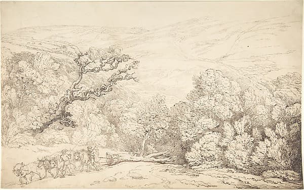 Landscape with Oxen and Felled Tree — Thomas Rowlandson