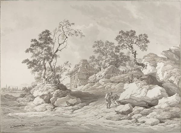 Landscape near Mödling with figures — Jakob Matthias Schmutzer
