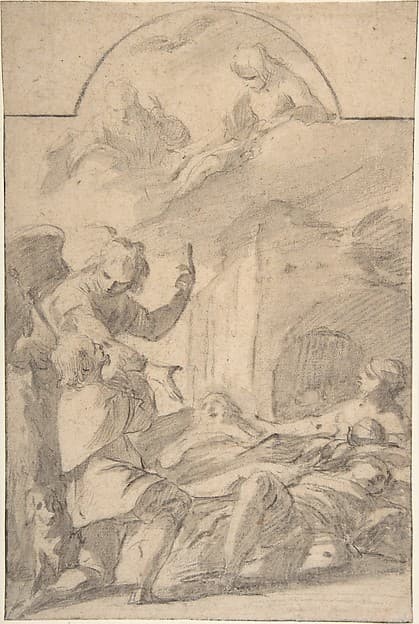 St. Roch Interceding before the Holy Trinity for Plague Victims — Laurent de La Hyre