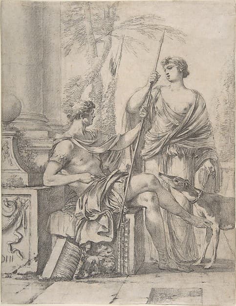 Cephalus Receiving the Spear and Hound from Procris — Laurent de La Hyre