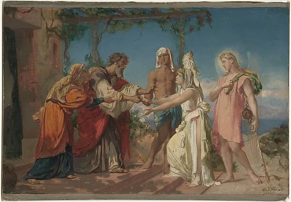 Tobias Brings His Bride Sarah to the House of His Father, Tobit — Henri Lehmann