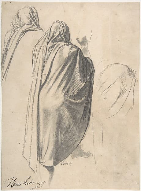 Back View of a Male Figure Wearing a Cloak — Henri Lehmann