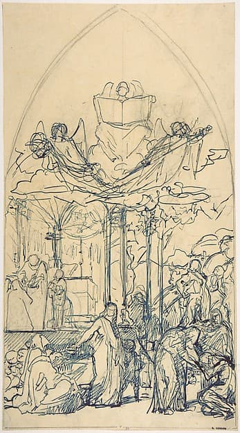 Composition Study with Figures Distributing Bread — Henri Lehmann