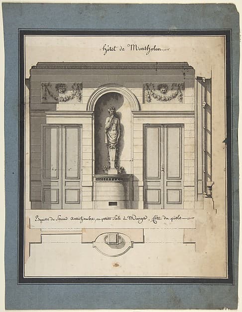 Section and Plan of the Small Dining Room of the Hôtel de Montholon — Jean Jacques Lequeu