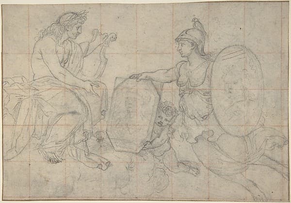 Minerva Presenting Two Portraits to Apollo — Eustache Le Sueur